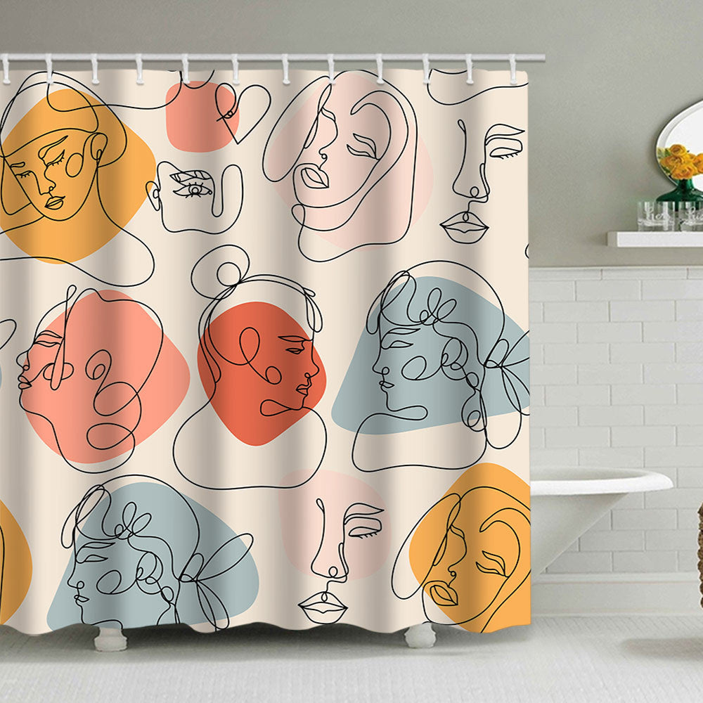 Botanical Design Shower Curtain with Abstract Print