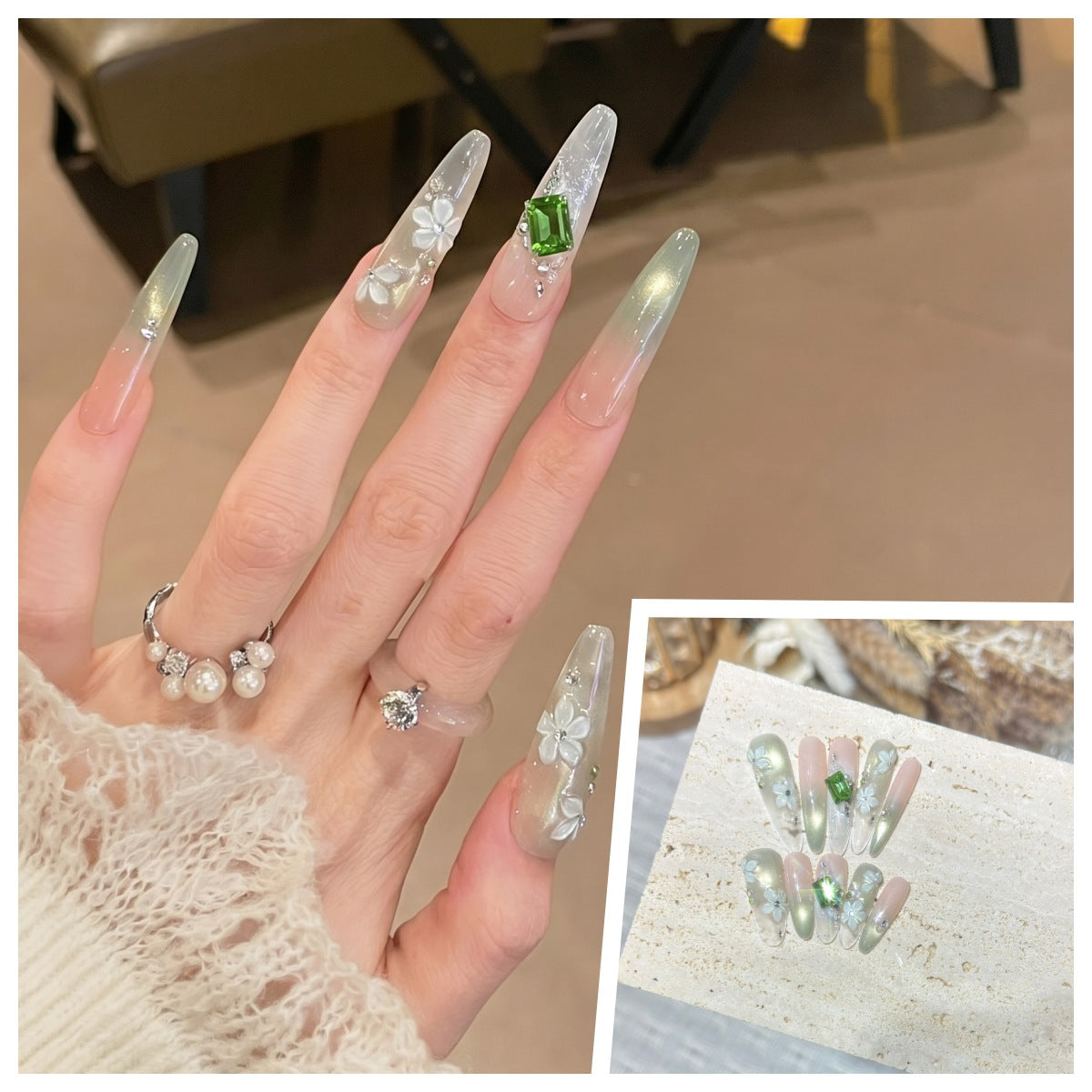 Charming Patterned Press-On Stiletto Nail Set