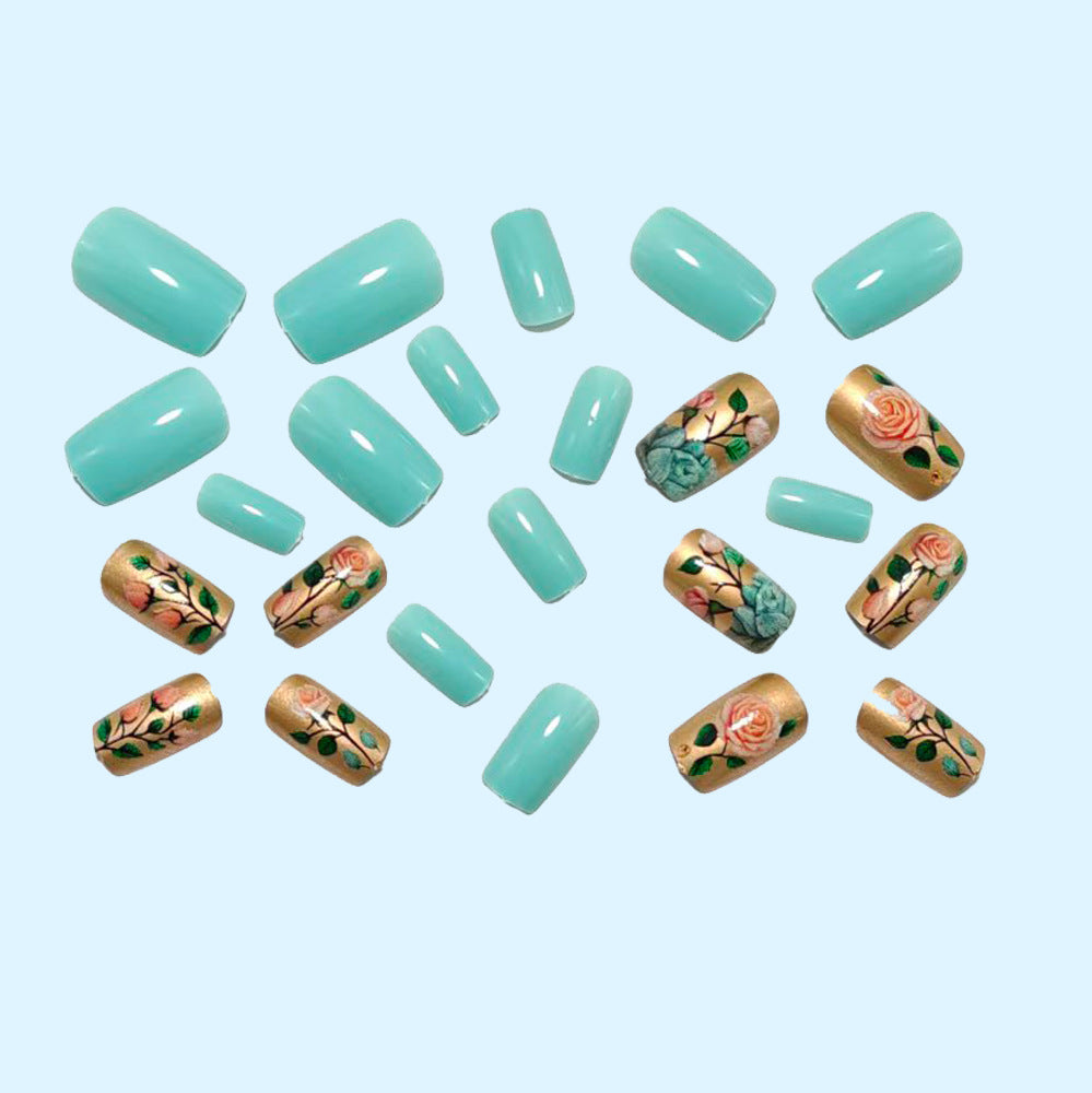 Romantic Floral Patterned Acrylic Nail Set