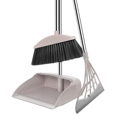 Ergonomic Cleaning Set with Adjustable Broom, Dustpan, and Squeegee