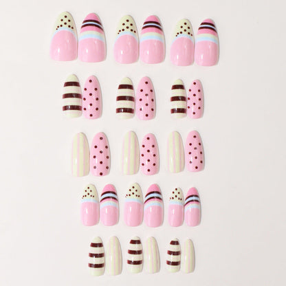 Decorative Press-On Nail Set with Unique Patterns