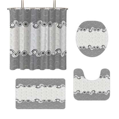 Digital Four-Piece Bathroom Set with Abstract Design