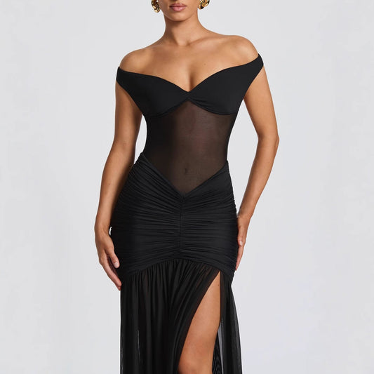 Bodycon Maxi Dress with Off Shoulder Design for Summer Evening Events
