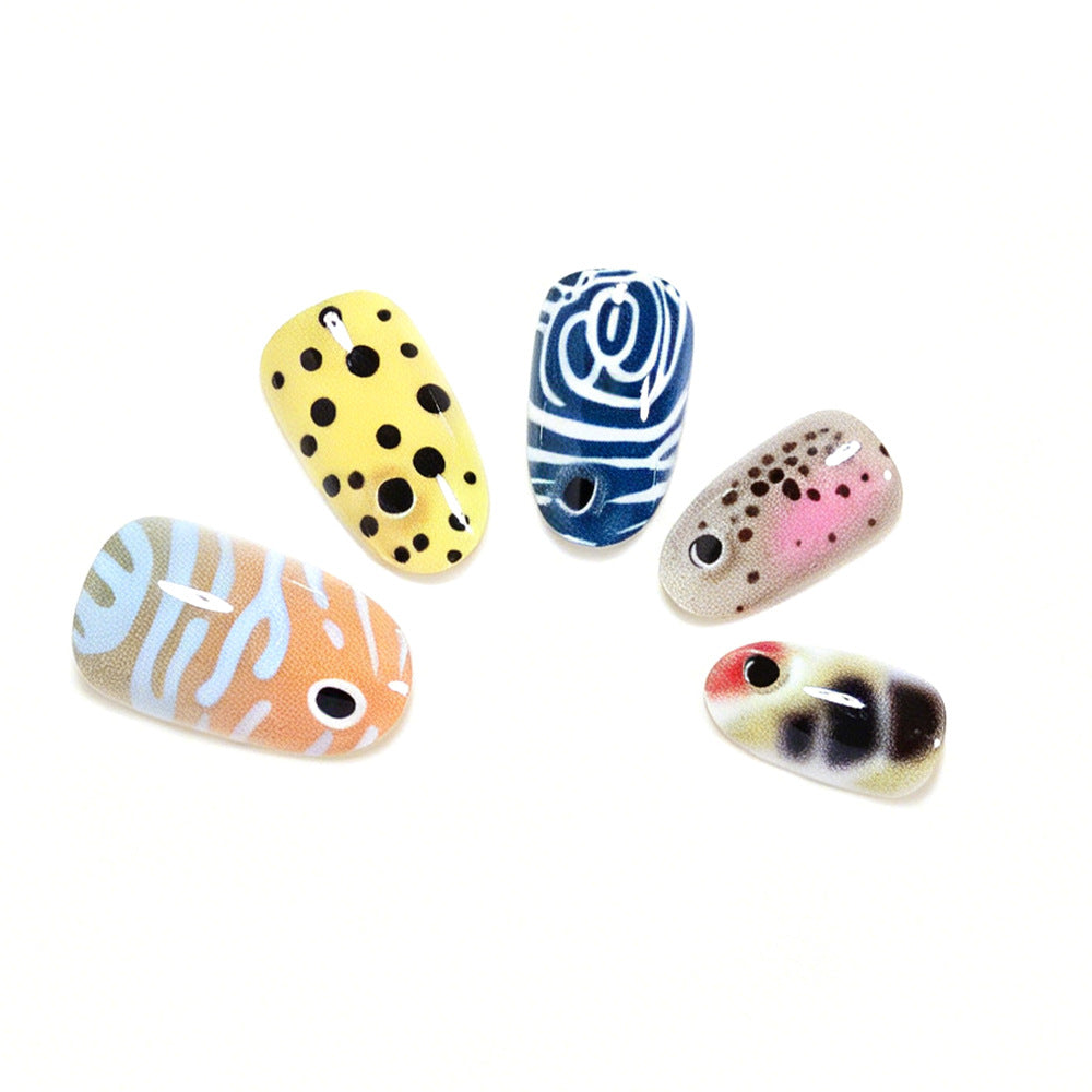 Decorative Press-On Nail Tips with Unique Patterns