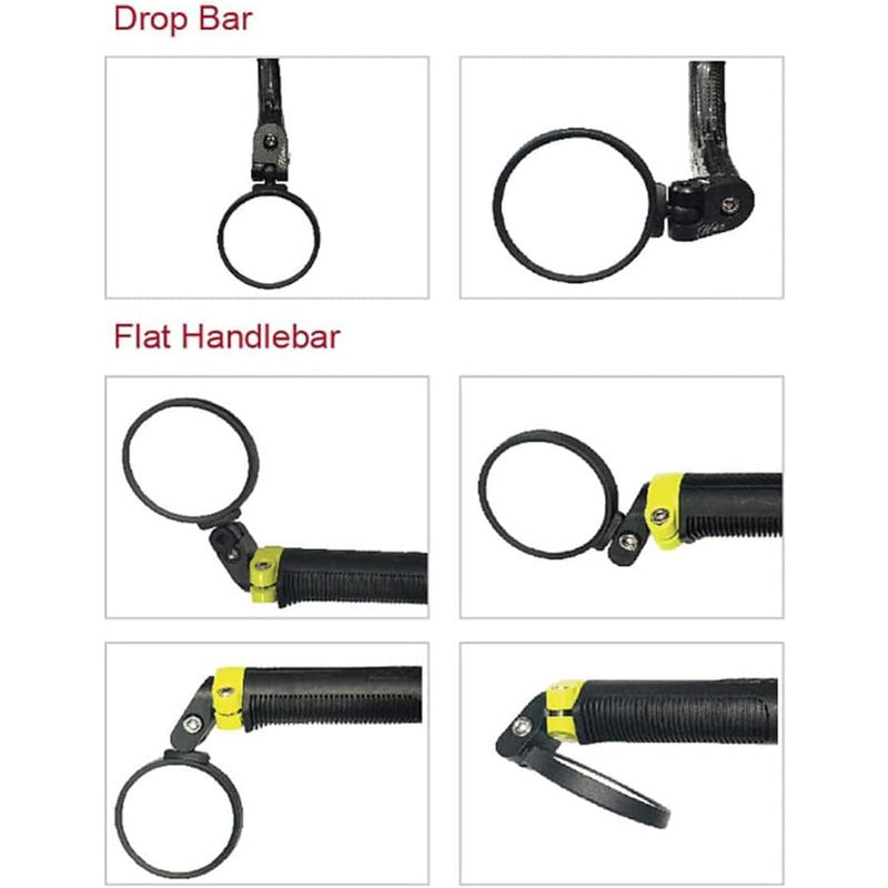 Convex Safety Mirrors for Bicycles – Adjustable Bar-End with Swivel and Anti-Glare Glass