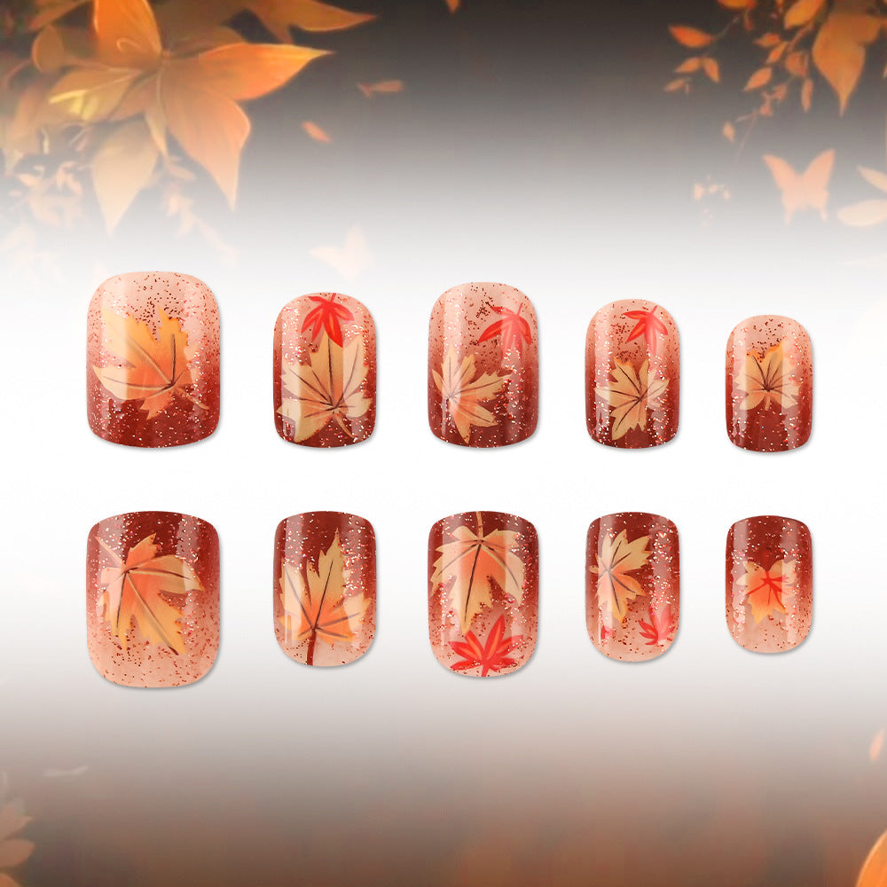 Autumn-Themed Gel Nail Art Style