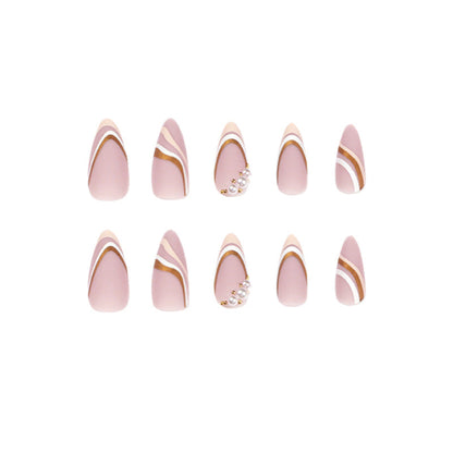 Elegant Wave Pattern Stiletto Nail Art – Creative Design