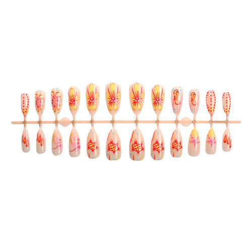 Floral and Colorful Press-On Nail Set – Artistic Designs
