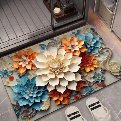 Floral Design 3D Textured Area Mat