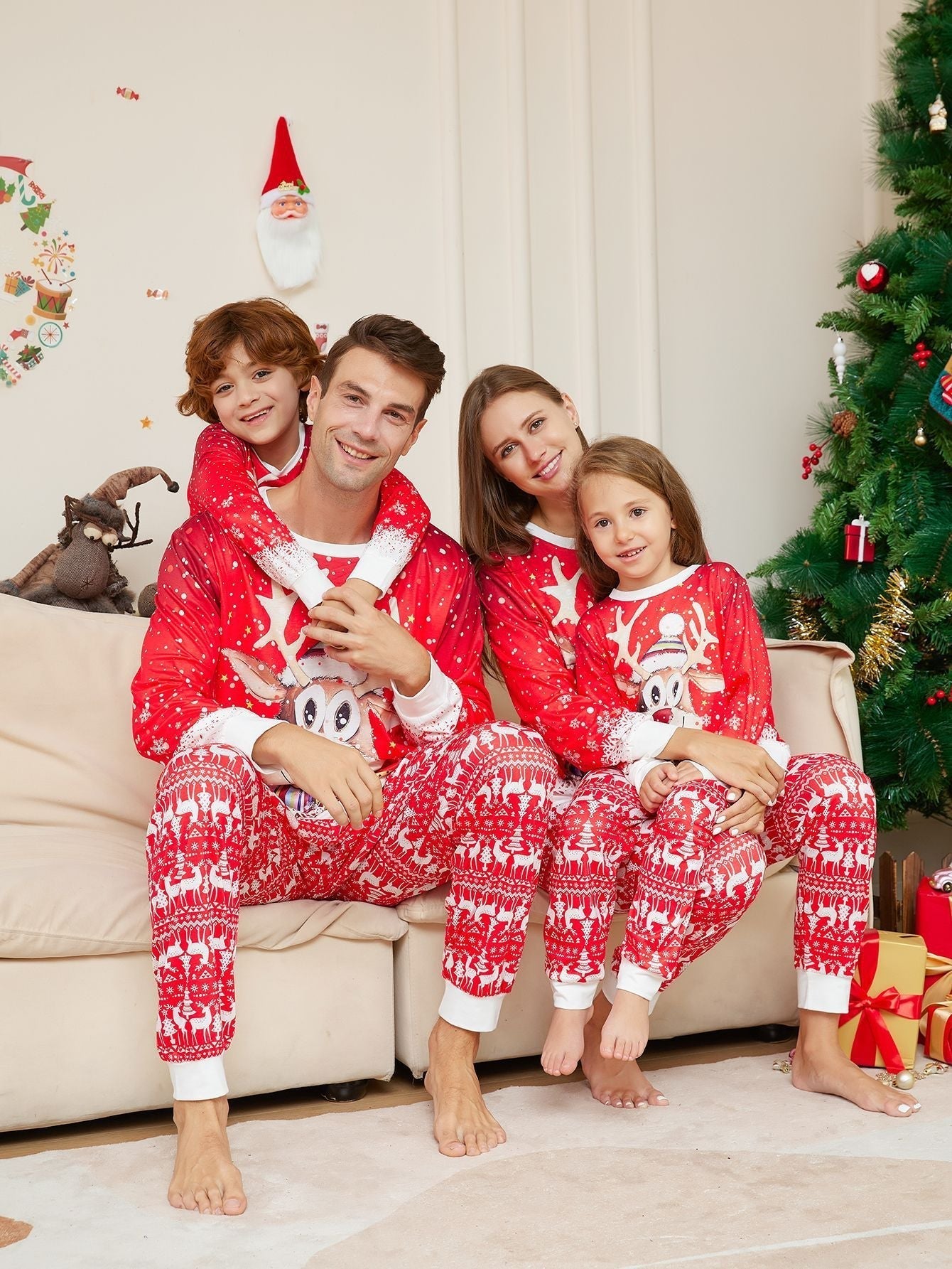 Matching Family Christmas Pajamas with Dog Outfit Included