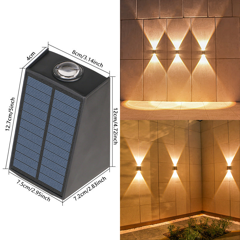 Bi-Directional Solar LED Wall Uplight and Downlight with Prism Lens