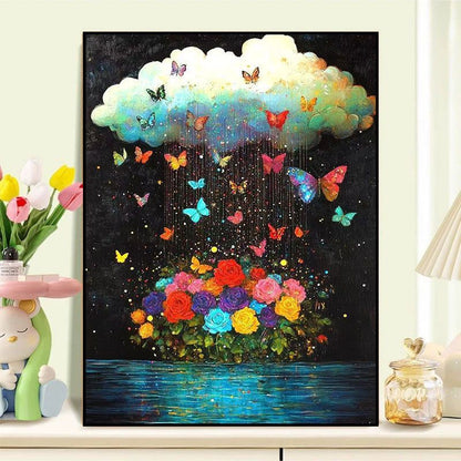 Floral Canvas Art featuring Abstract Butterfly Design
