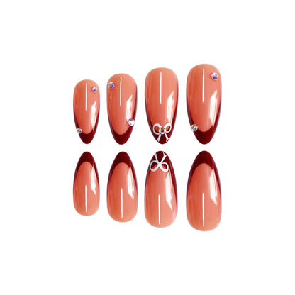 Press-On Stiletto Nails with Gemstone Details – Artistic Design
