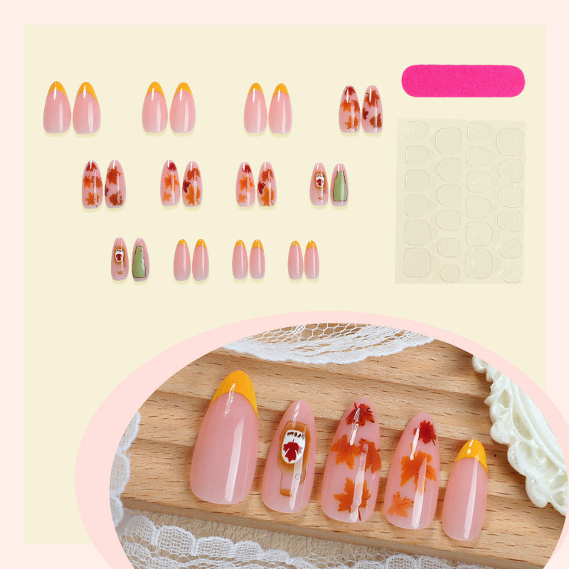 Autumn-Themed Press-On Nail Art Kit