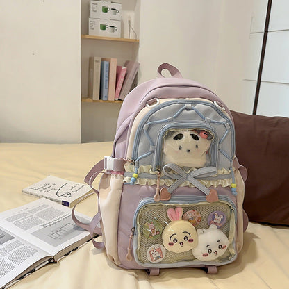 Charming School Backpack with Multiple Pockets and Character Design