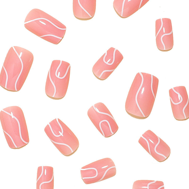 Nail Art with Artistic Wave Pattern Design