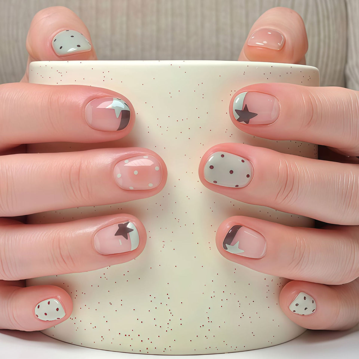 Geometric Pattern Press-On Nail Set - Artistic Design
