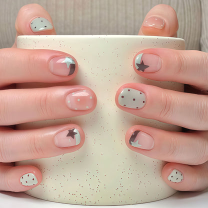 Geometric Pattern Press-On Nail Set - Artistic Design