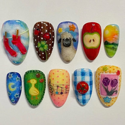 Ocean-Inspired Press-On Nail Art Design