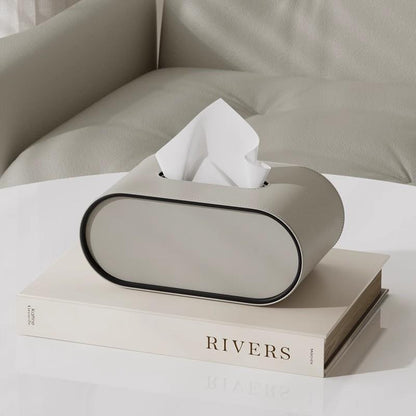 Leather Tissue Box Cover – Oval Design for Home, Vehicle & Workplace