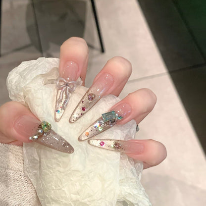 Charming Patterned Press-On Stiletto Nail Set