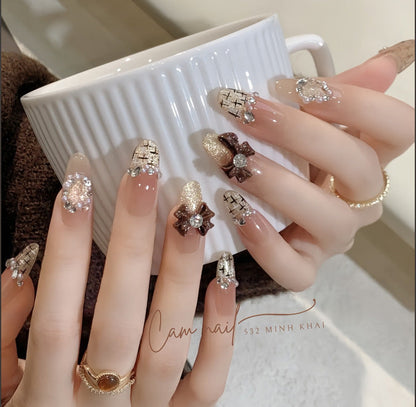 Gemstone Accent Press-On Nail Art Design