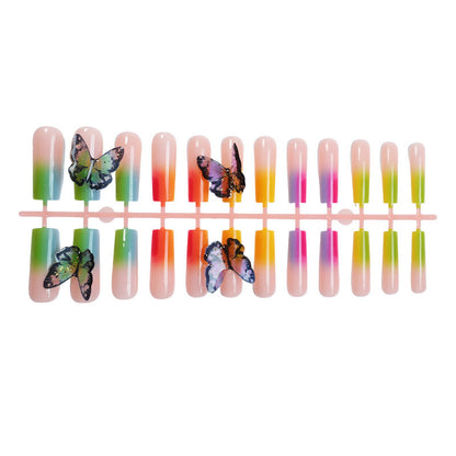 Butterfly and Gradient Design Press-On Nail Set