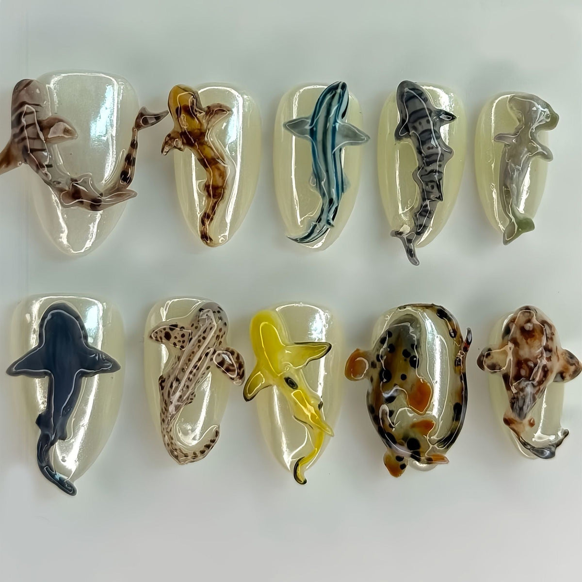 Shark-Inspired Nail Art Extensions for Creative Designs