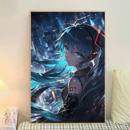 Illustrated Canvas Wall Art Print - Anime Inspired Design
