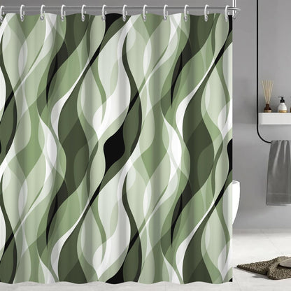 Wavy Design Shower Curtain in Abstract Style