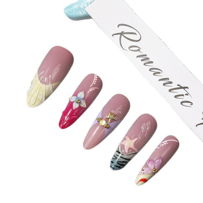 Shell-Inspired Artistic Press-On Nail Set