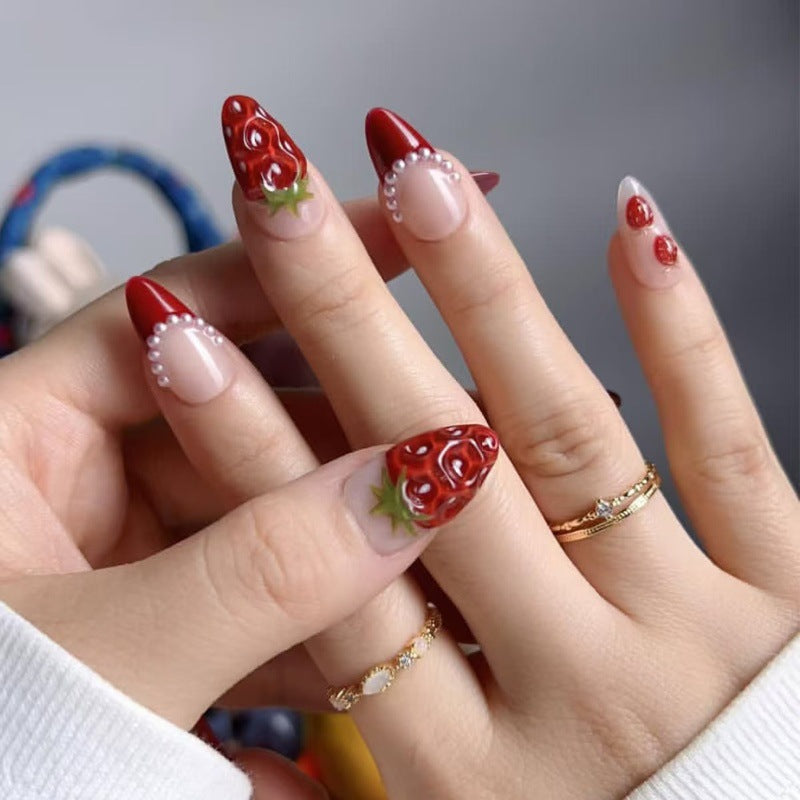 Strawberry Design Nail Tips for Creative Nail Art