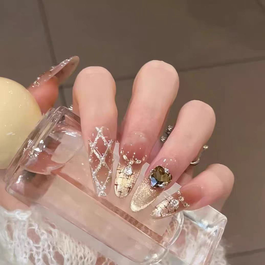 Press-On Nail Set with 3D Decorative Design