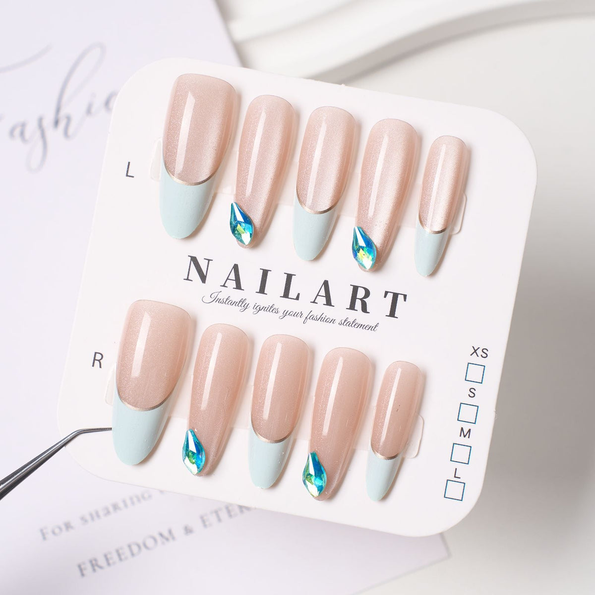 Floral Embellished Press-On Stiletto Nail Set