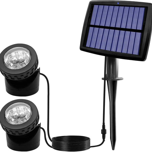 Outdoor Solar Landscape Spotlights with Adjustable Ground Spike and External Panel