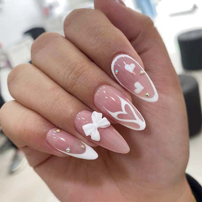 Heart Design Artistic Stiletto Nails