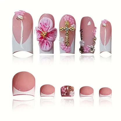 Floral 3D Press-On Nail Art Set