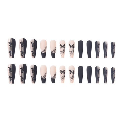 Artistic Design Press-On Nail Set with Intricate Patterns