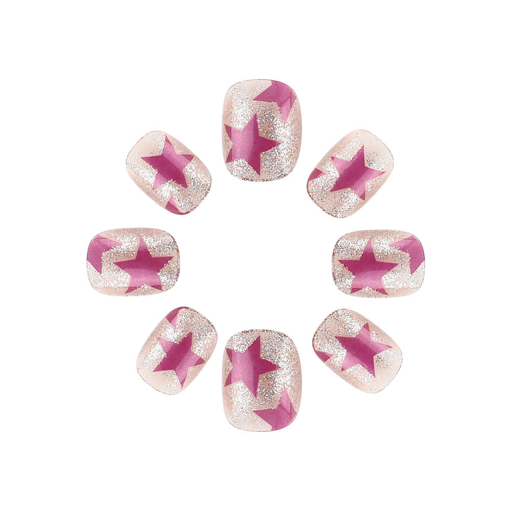 Press-On Nails Featuring Star and Glitter Patterns
