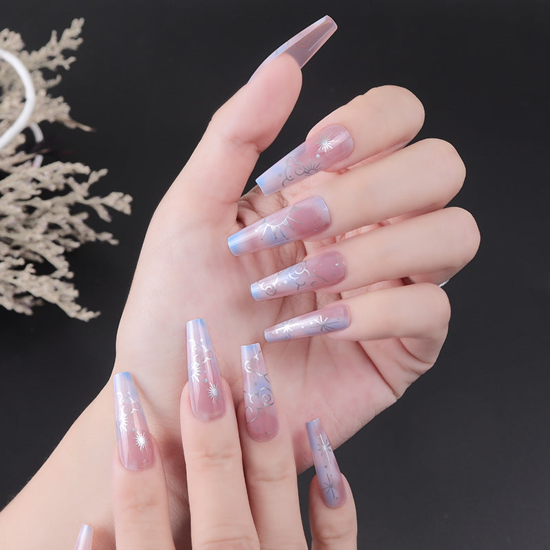 Floral and Geometric Accented Acrylic Stiletto Nail Set