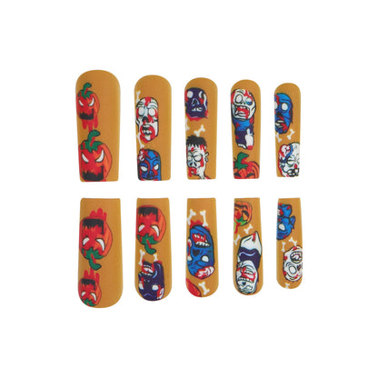 Press-On Nail Art Design with Zombie Theme