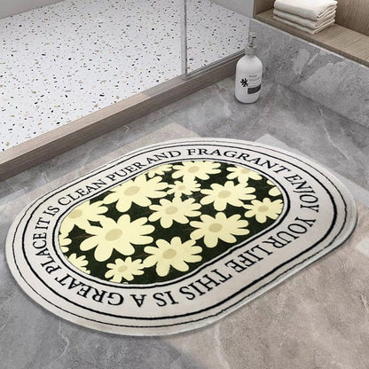 Motivational Bath Mat with Abstract Design