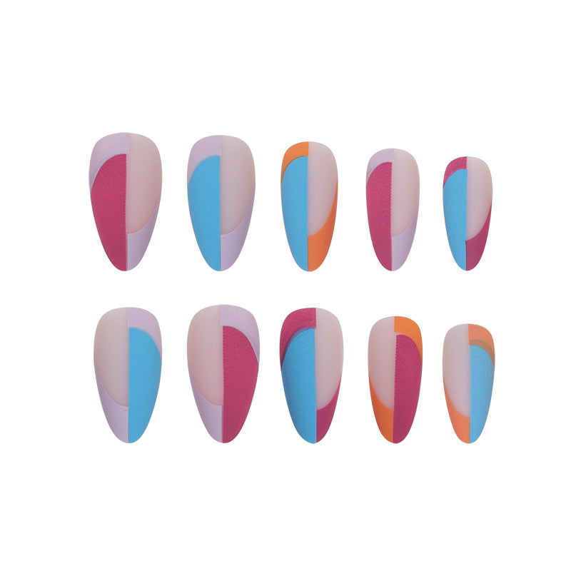 Pointed Press-On Nail Set - Artistic Design