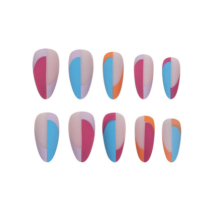 Pointed Press-On Nail Set - Artistic Design