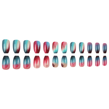 Ombre Press-On Nails with Artistic Design