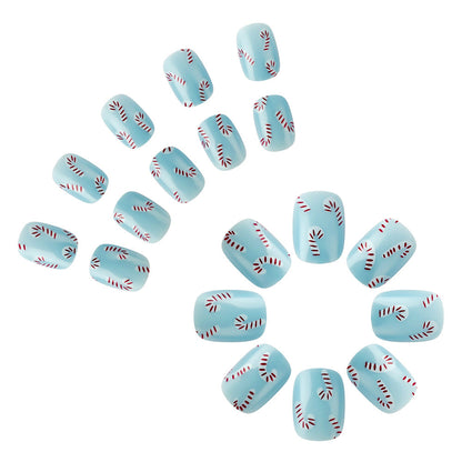 Press-On Nail Art with Candy Cane Design