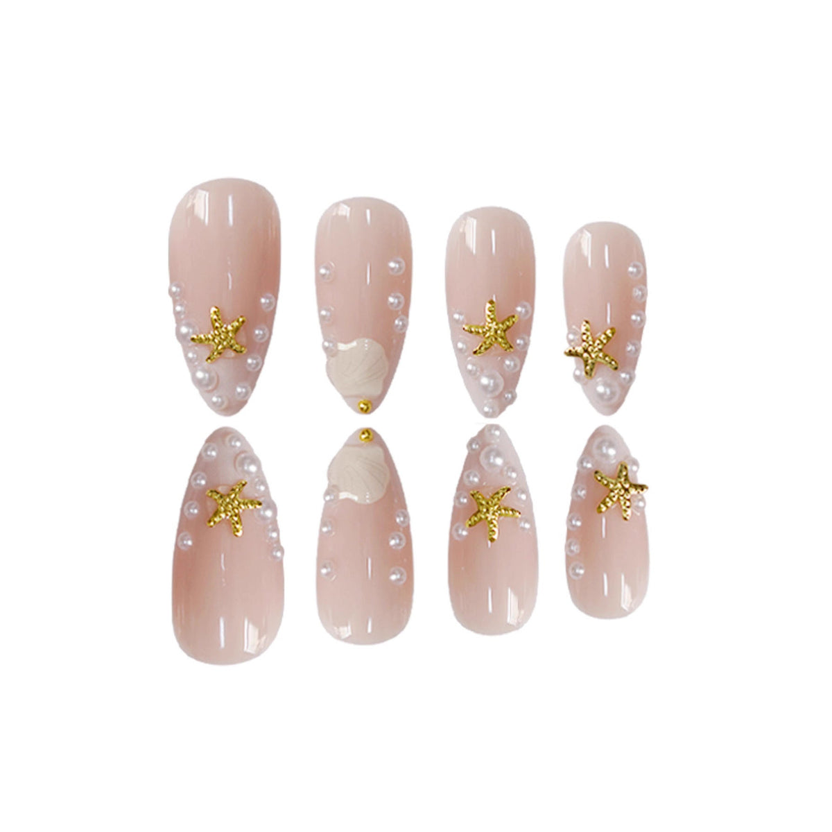 Shell-Inspired Press-On Nail Art Design