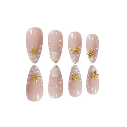 Shell-Inspired Press-On Nail Art Design