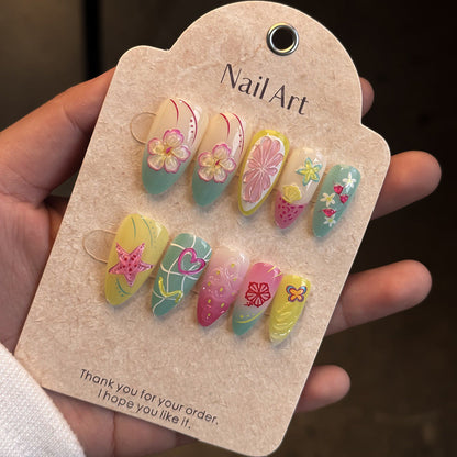 Themed Press-On Nail Set - Artistic Designs