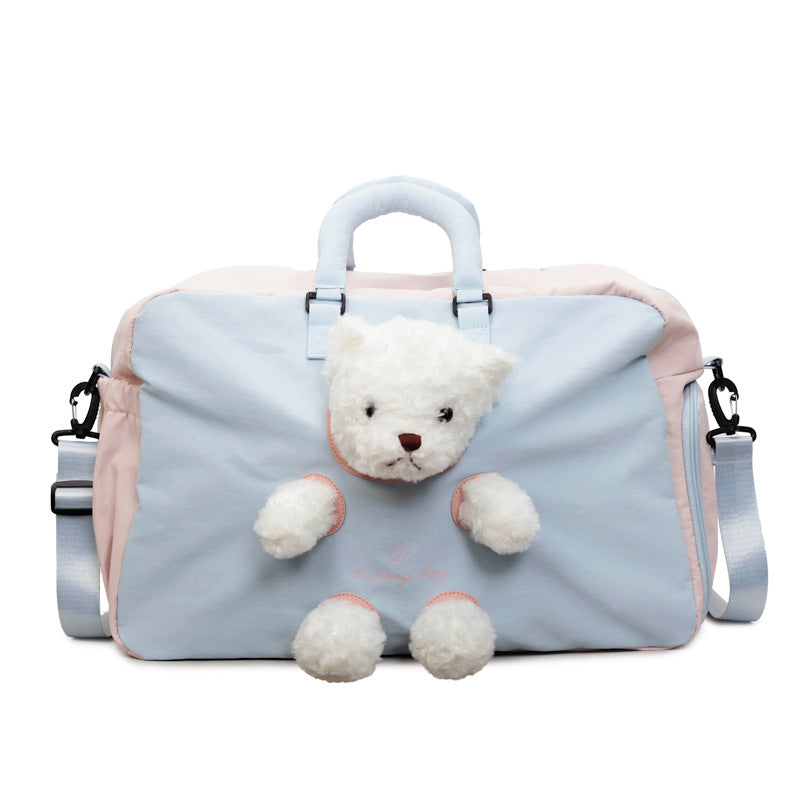 Travel Duffle Bag with Cute Plush Toy Attachment